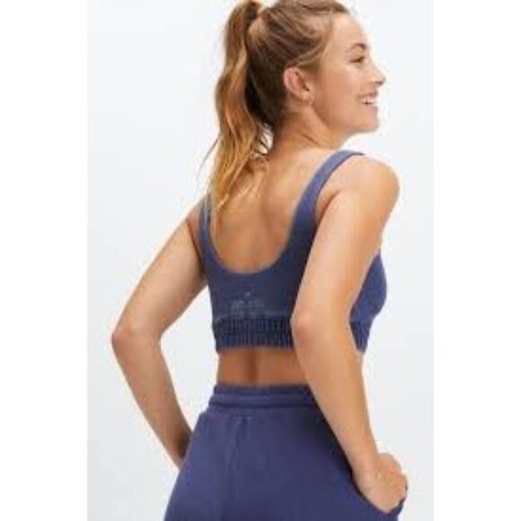 Fabletics Women's Nala Fleece Bra Athletic Scoop Neck Blue Size XS - Picture 2 of 9